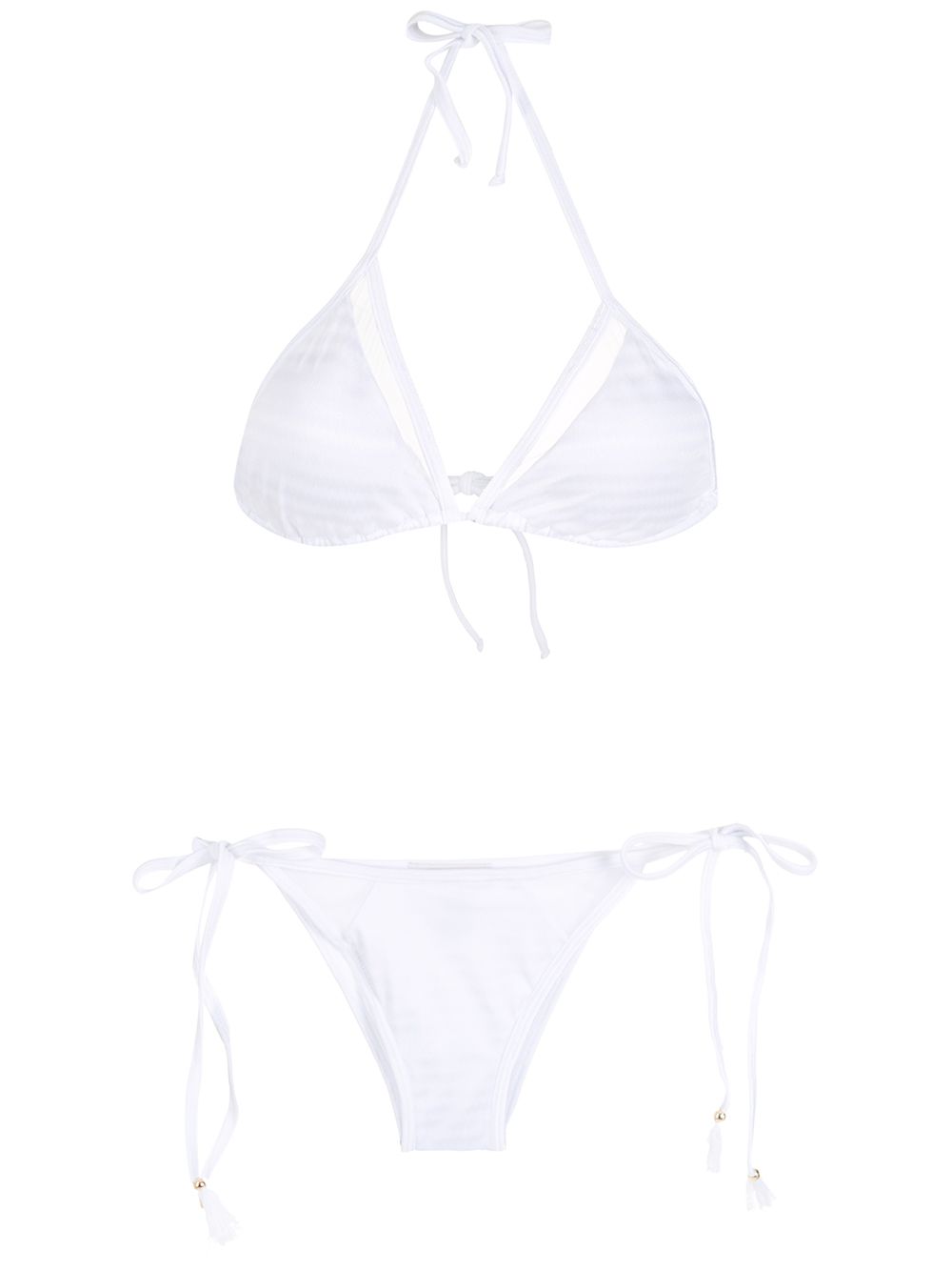 Tie-fastened halterneck bikini - White