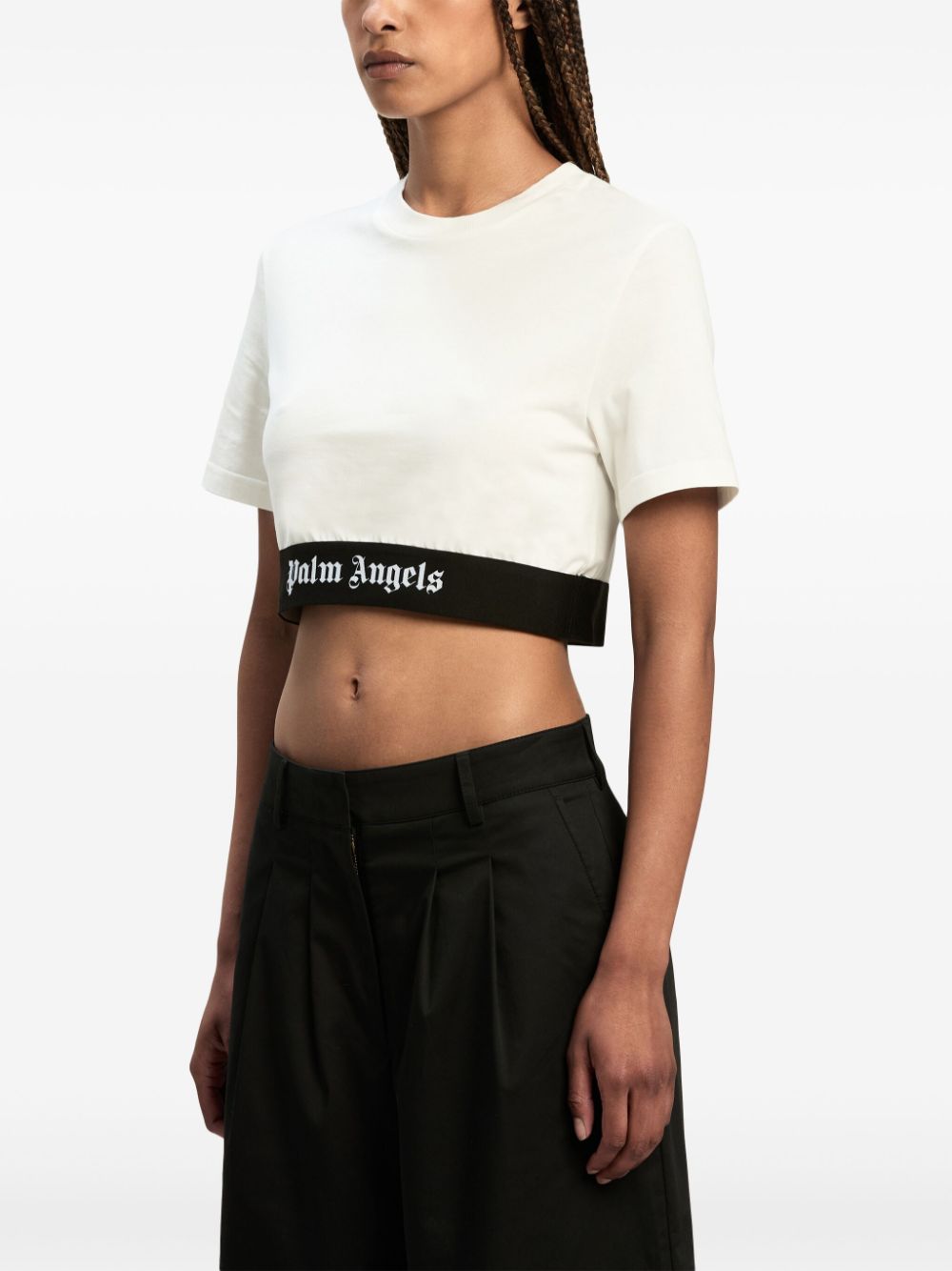 Crop T-shirt In White Cotton