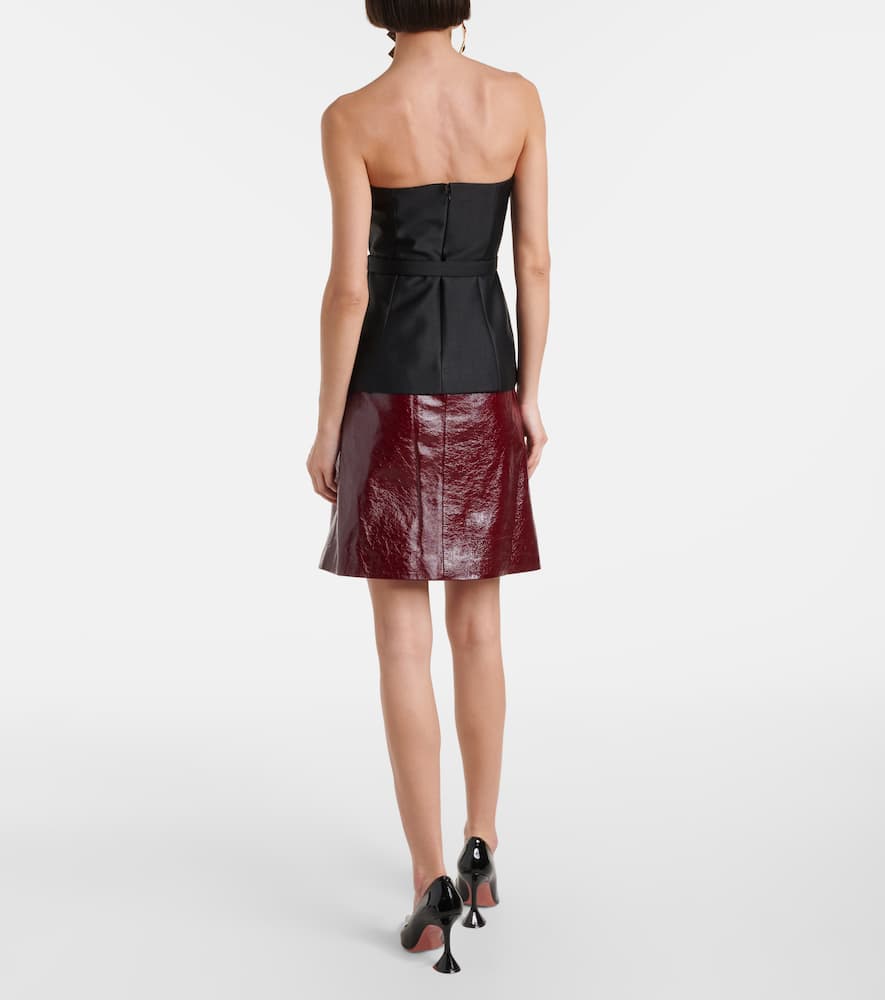Strapless embellished taffeta top