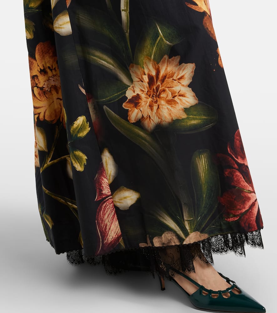Tonia floral lace-trimmed cotton maxi dress