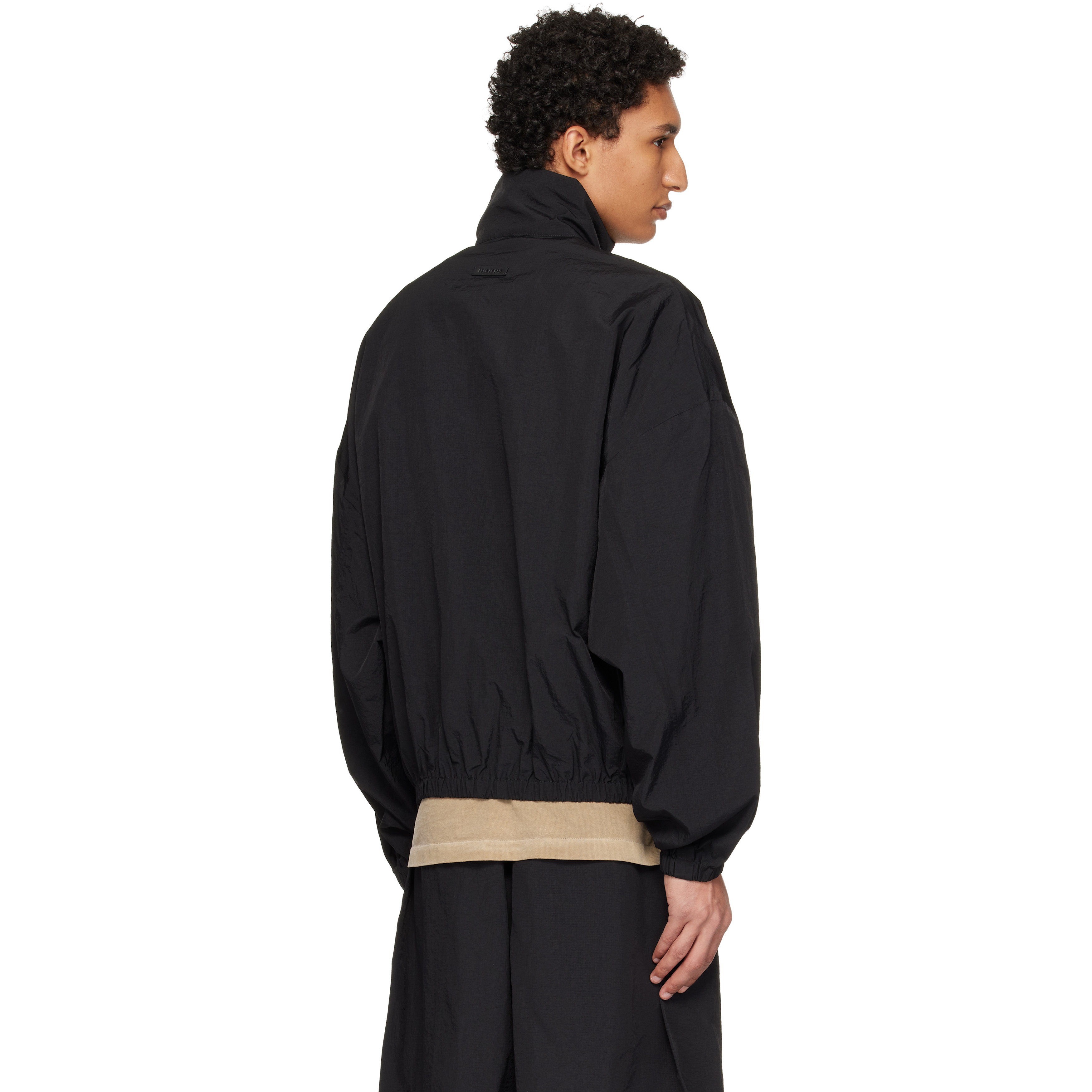 Black Nylon Ripstop Tech Track Jacket