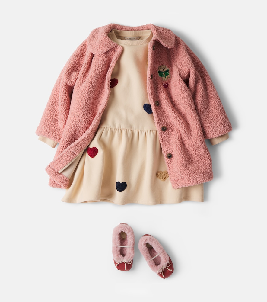 PèPè Shearling-trimmed leather ballet flats