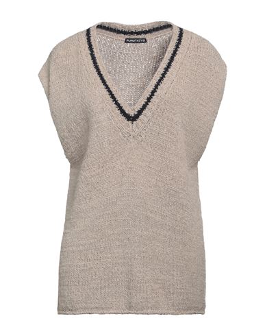 Purotatto Woman Sweater Light brown Size S Cotton, Polyamide