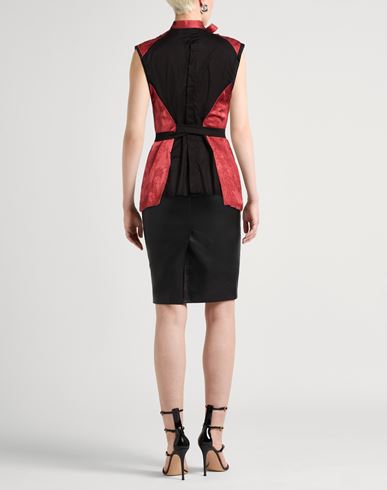 Woman Tailored Vest Tomato red Size 6 Acetate, Viscose, Linen