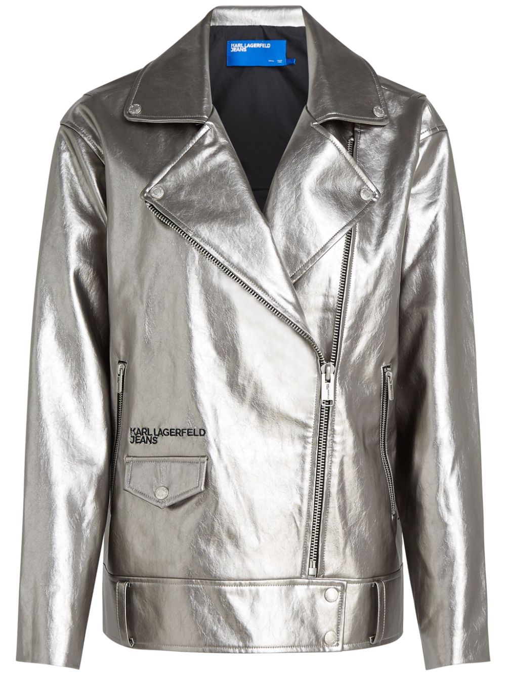Metallic-finish biker jacket - Silver