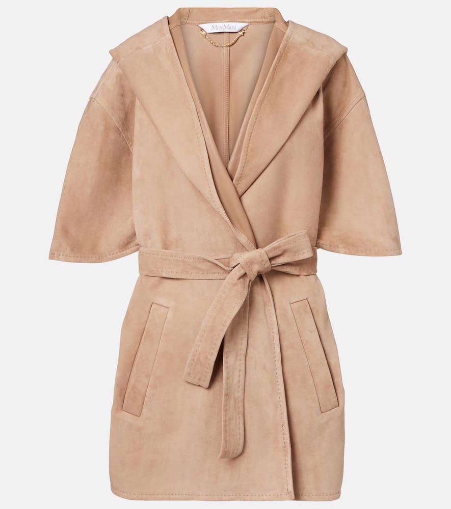 Chiffon suede wrap coat