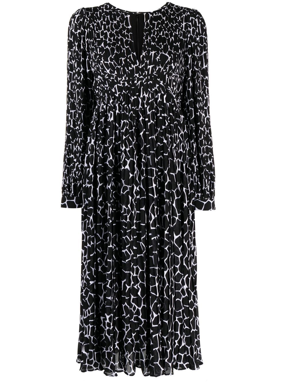 Giraffe-print midi dress - Black