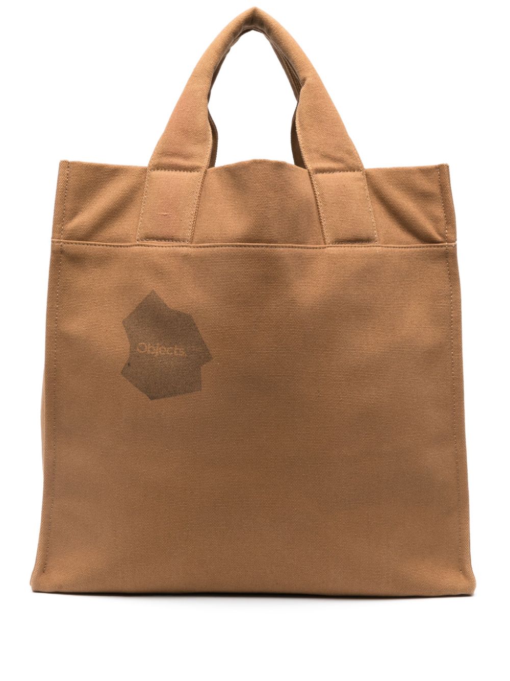 Logo-print cotton tote bag - Brown