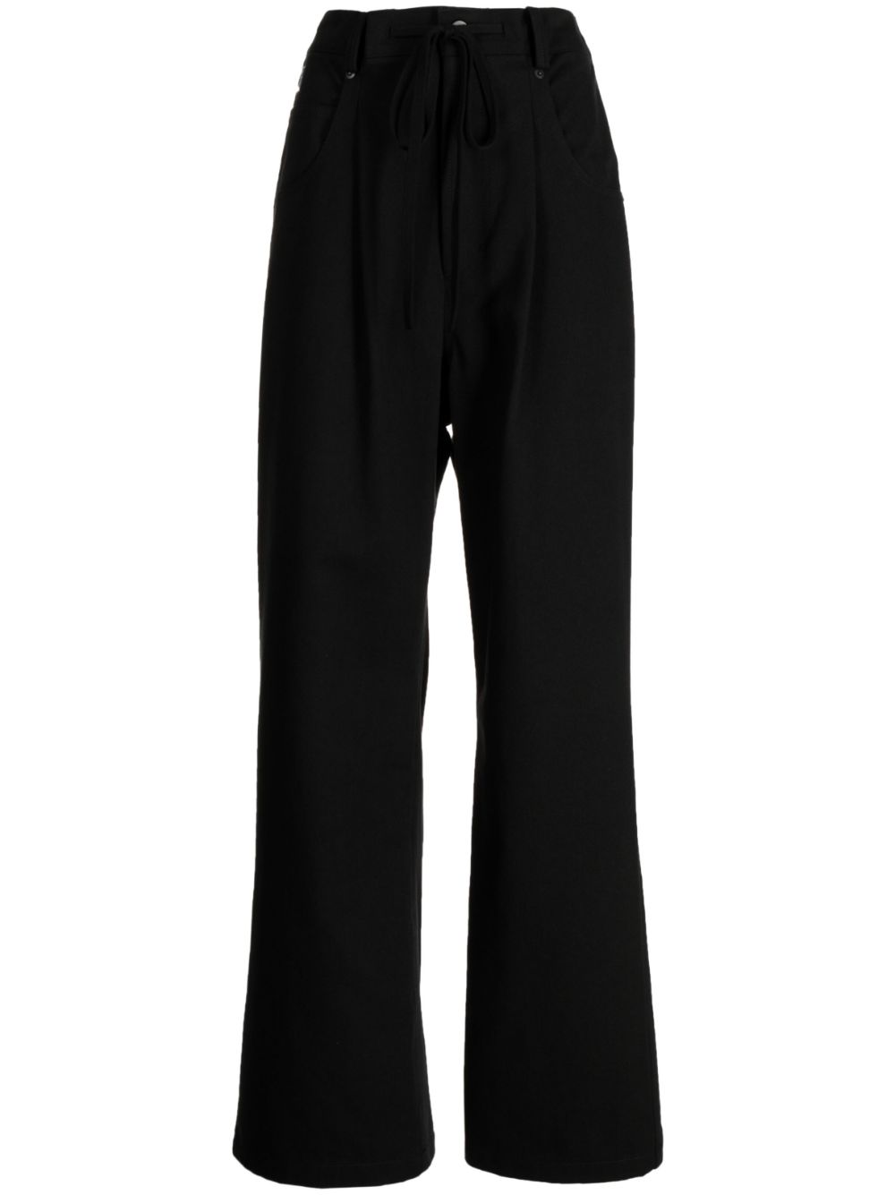 Contrasting-panel wide-leg trousers - Black
