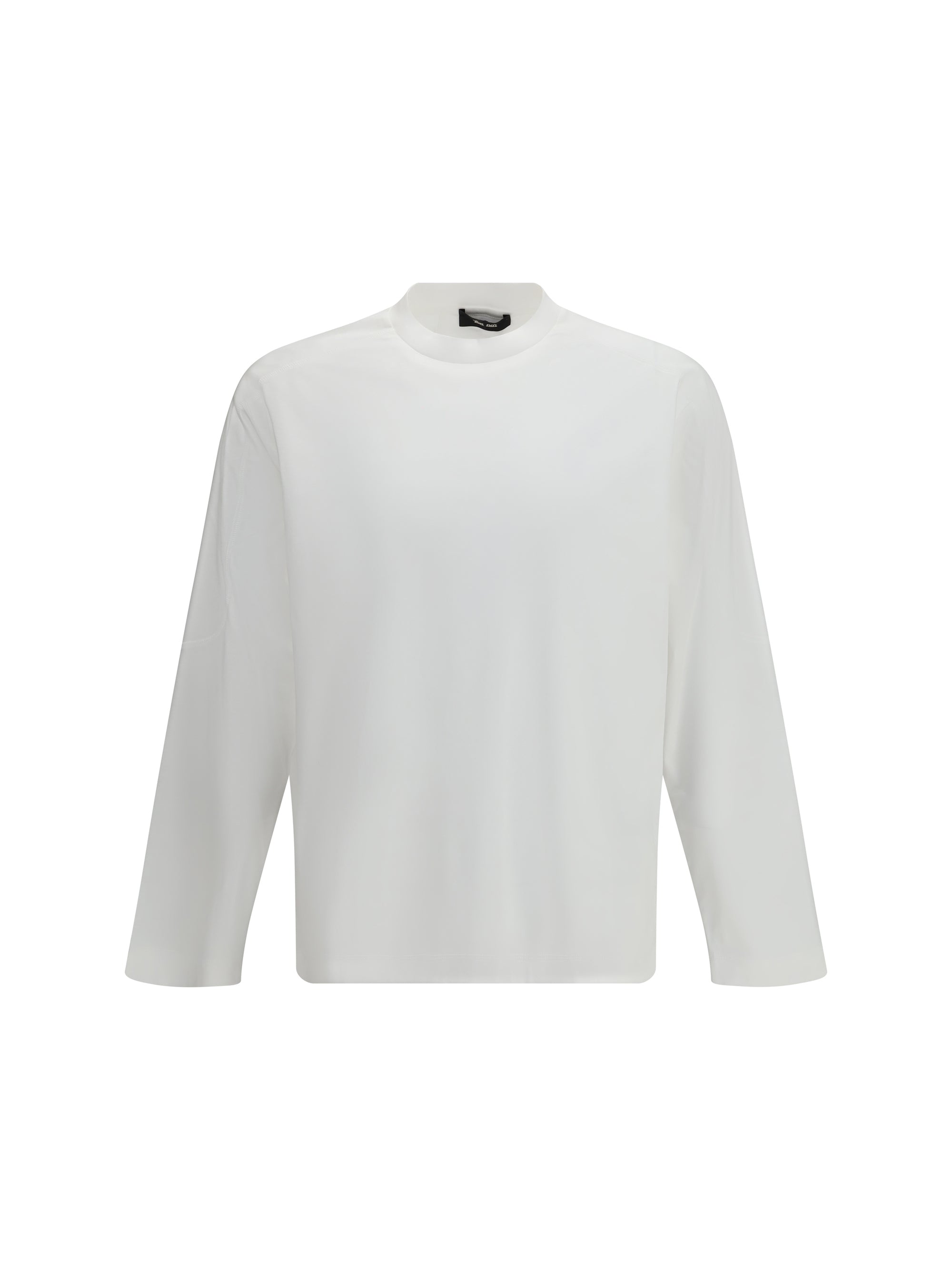 Cotton Crew Neck Long-Sleeved T-Shirt — White
