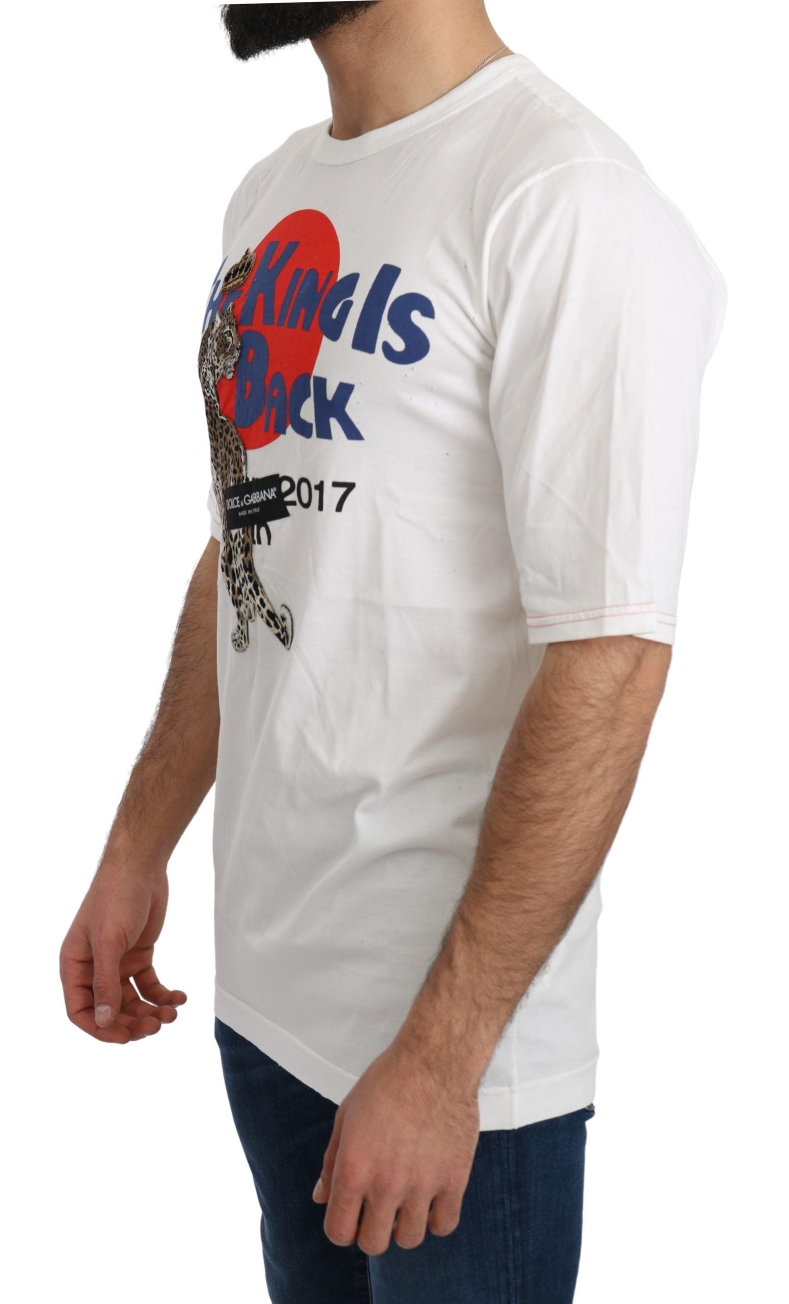 Leopard-Print Graphic T-Shirt — White