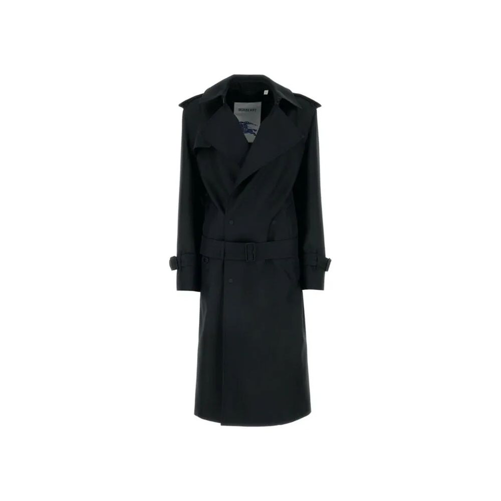 Silk-Polyester Blend Trench Coat — Black