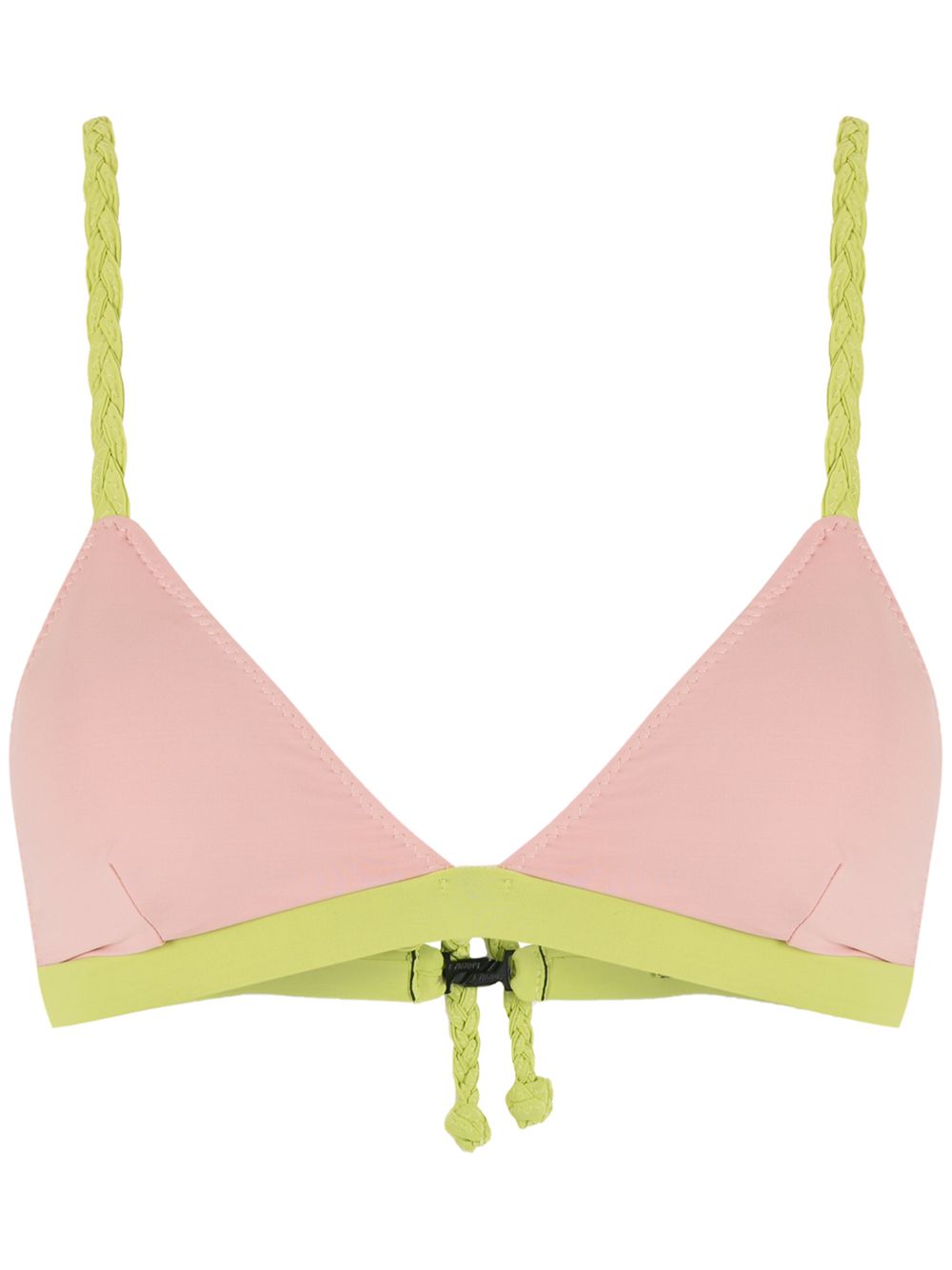 Contrast-trim triangle bikini top - Pink
