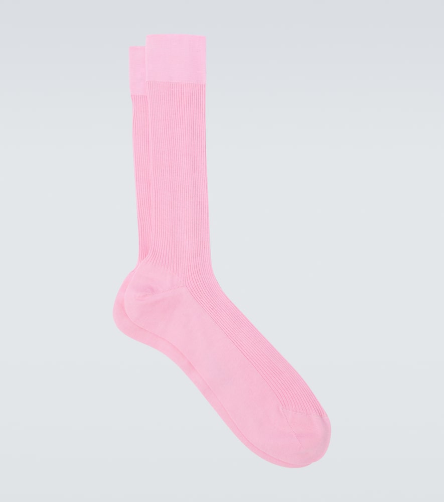 Ribbed-knit cotton socks