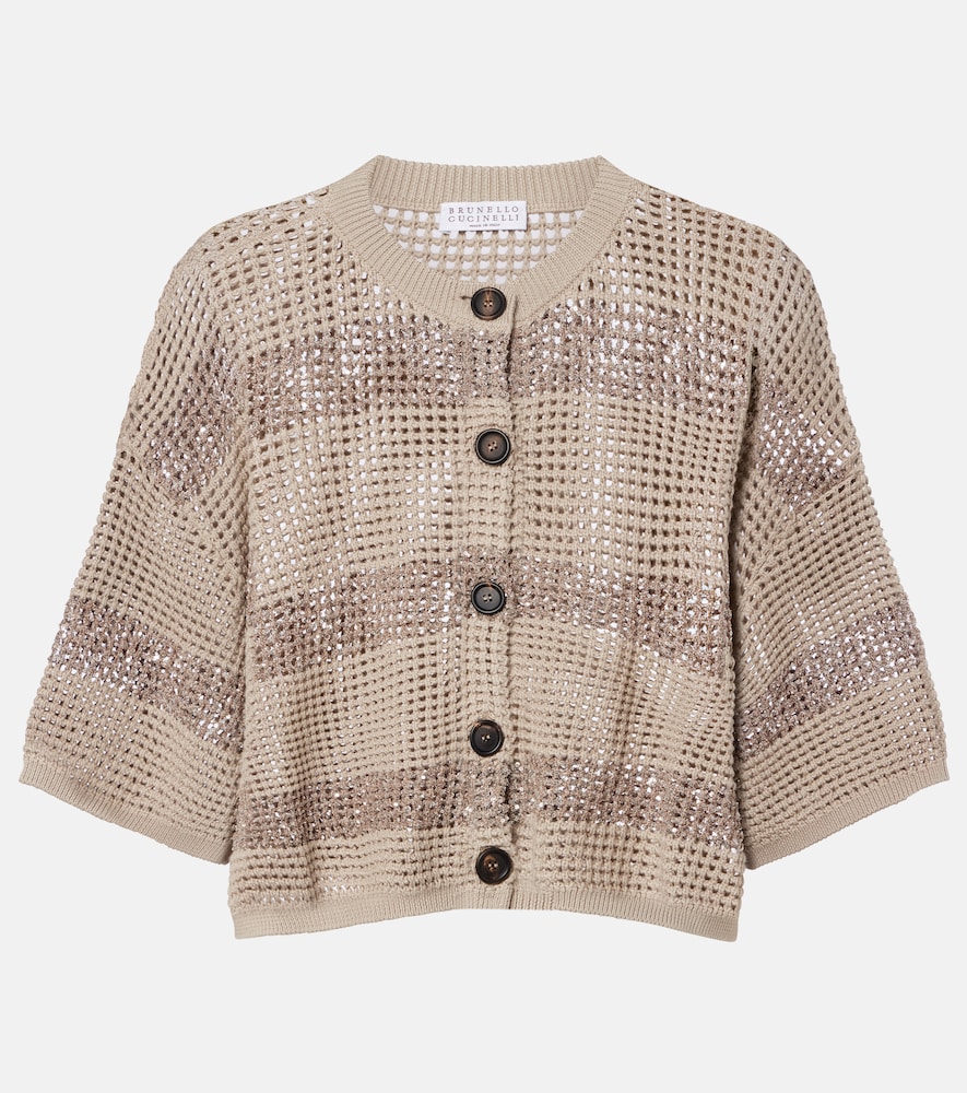 Sequined cotton cardigan