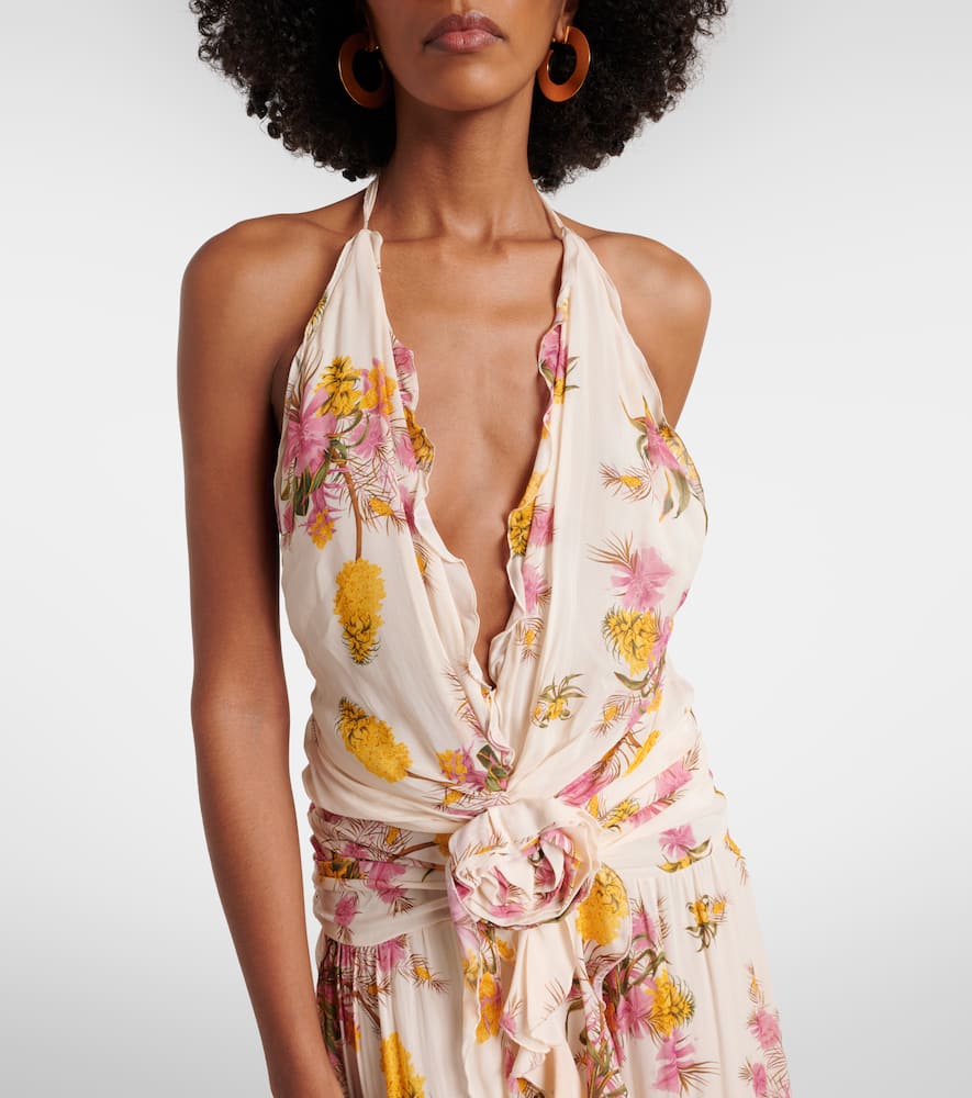 Floral ruffled georgette gown