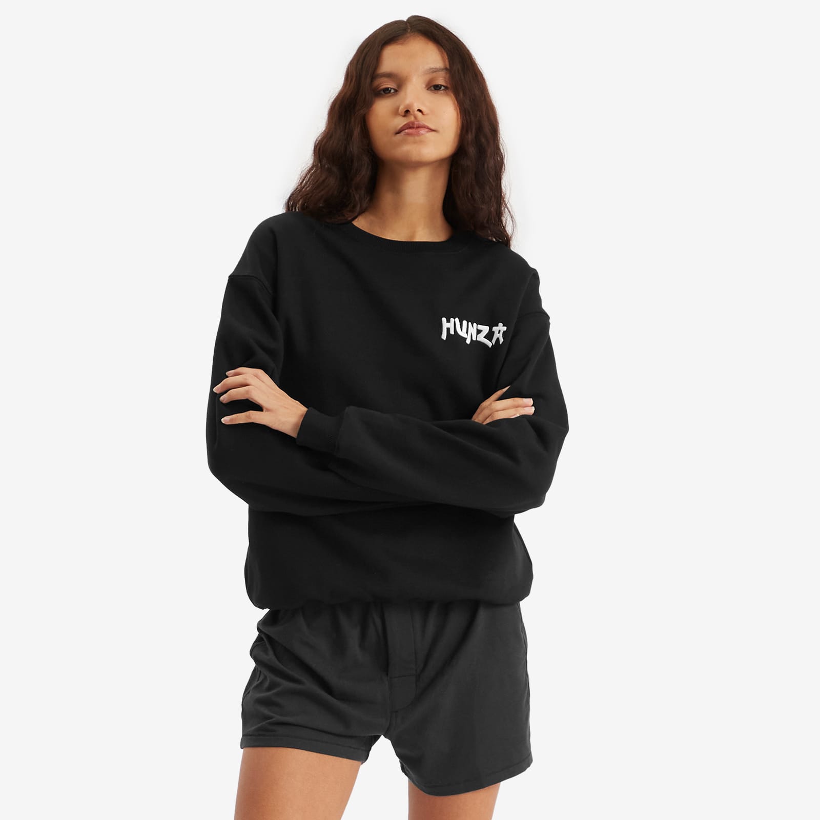Hunza G Women's 80s Logo Embroidered Sweater in Black