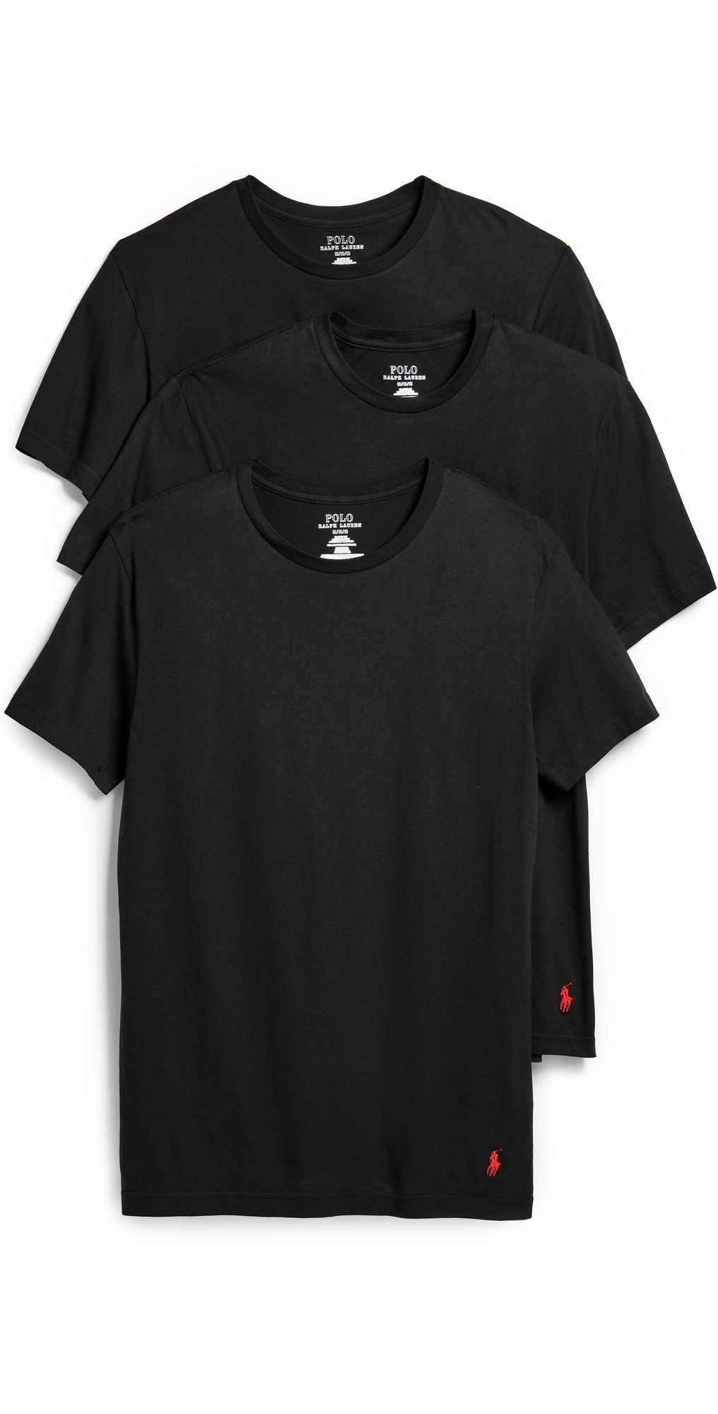 Classic Fit Cotton Crew Tee 3 Pack Polo Black