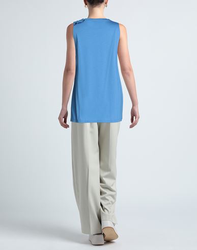 Woman Top Azure Size M Lyocell, Cotton