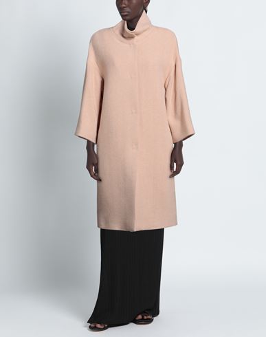 Woman Coat Apricot Size 6 Wool, Polyamide, Polyester