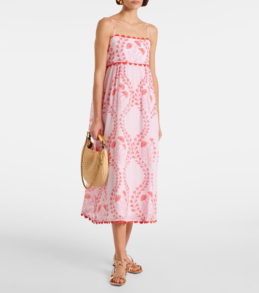 Printed cotton midi dress