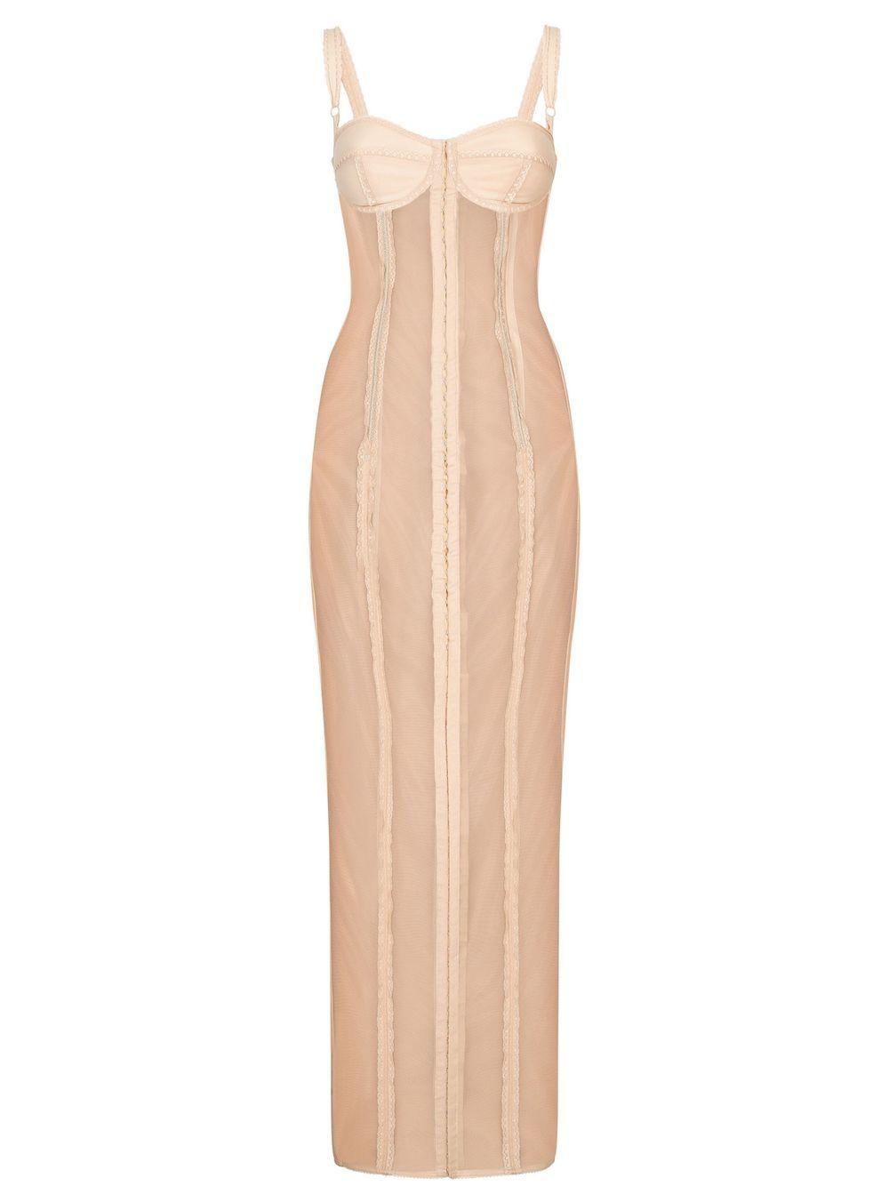 KIM DOLCE&GABBANA semi-sheer bustier midi dress - Neutrals
