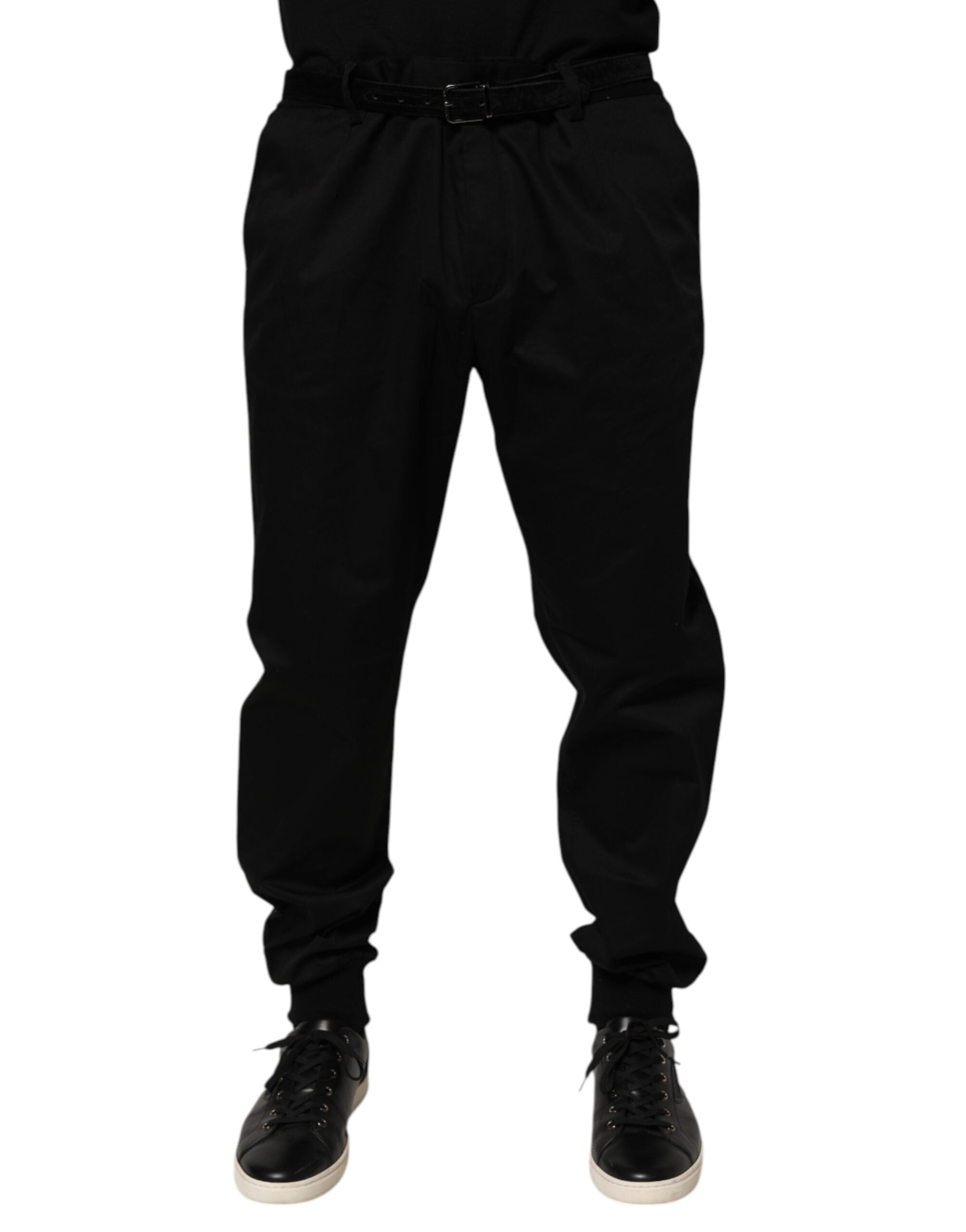 Cotton Stretch Casual Trousers — Black