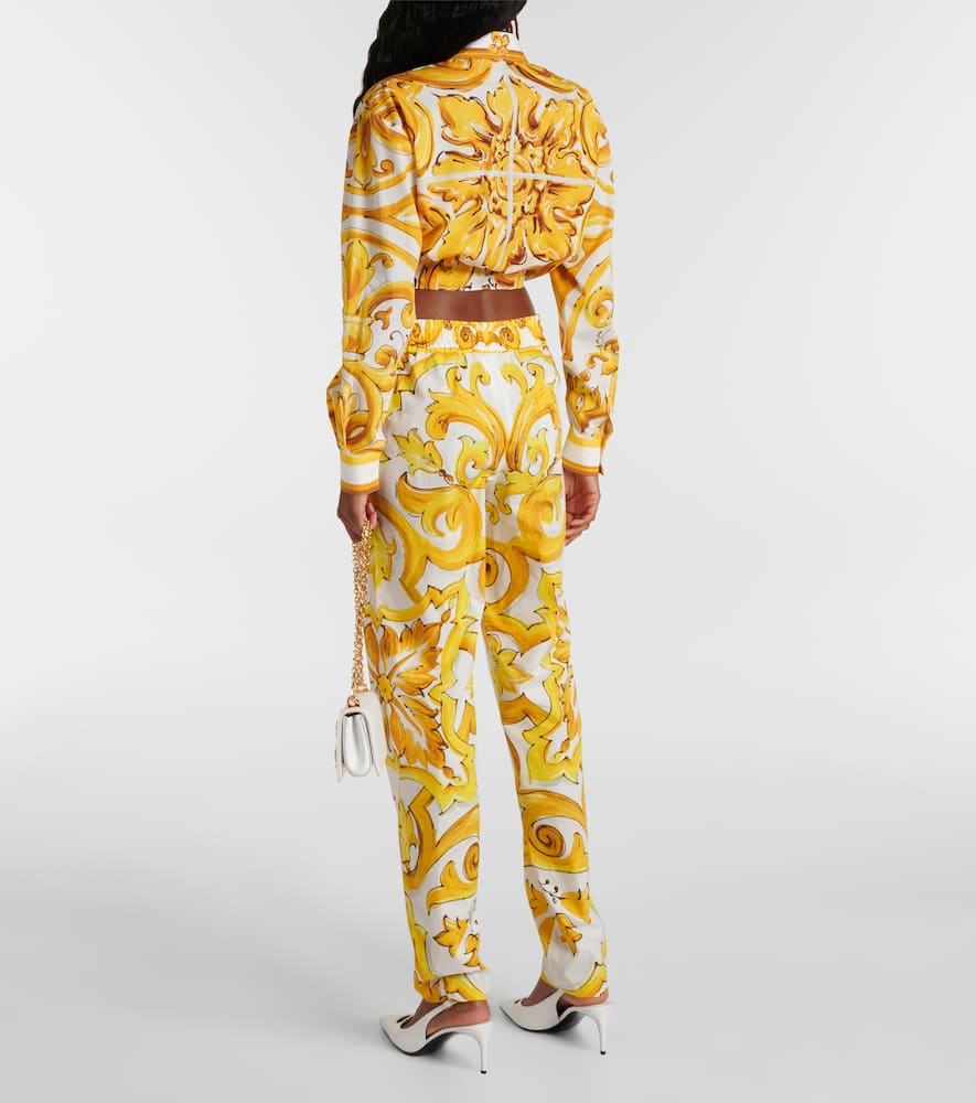Majolica high-rise cotton straight pants