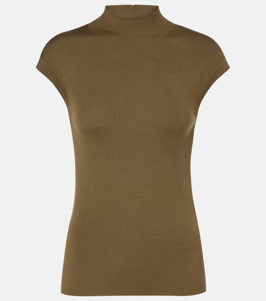 Ribbed-knit virgin wool top