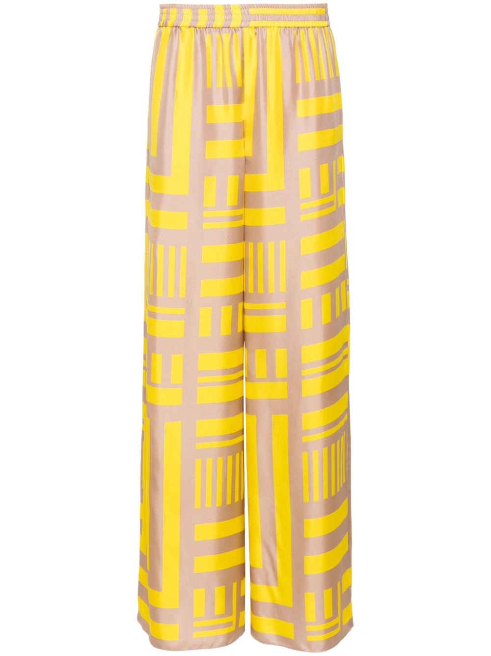 FF Labyrinth-print silk trousers - Yellow