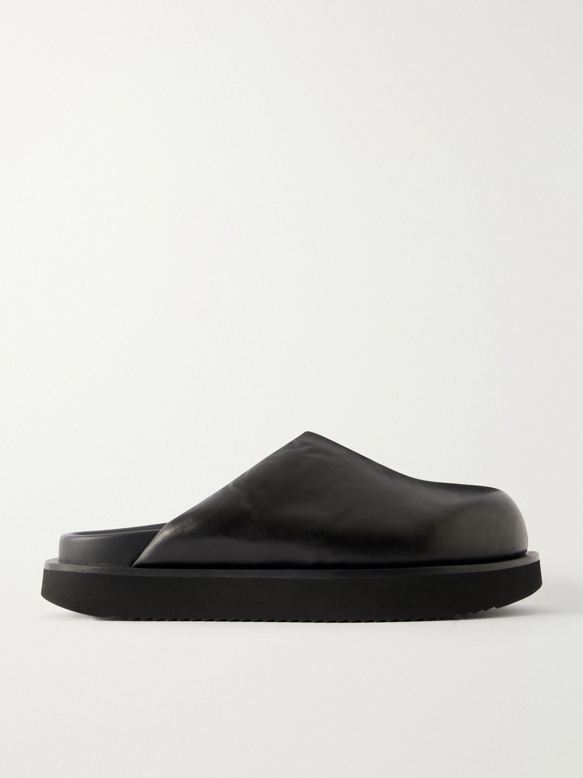 Padded Leather Platform Mules