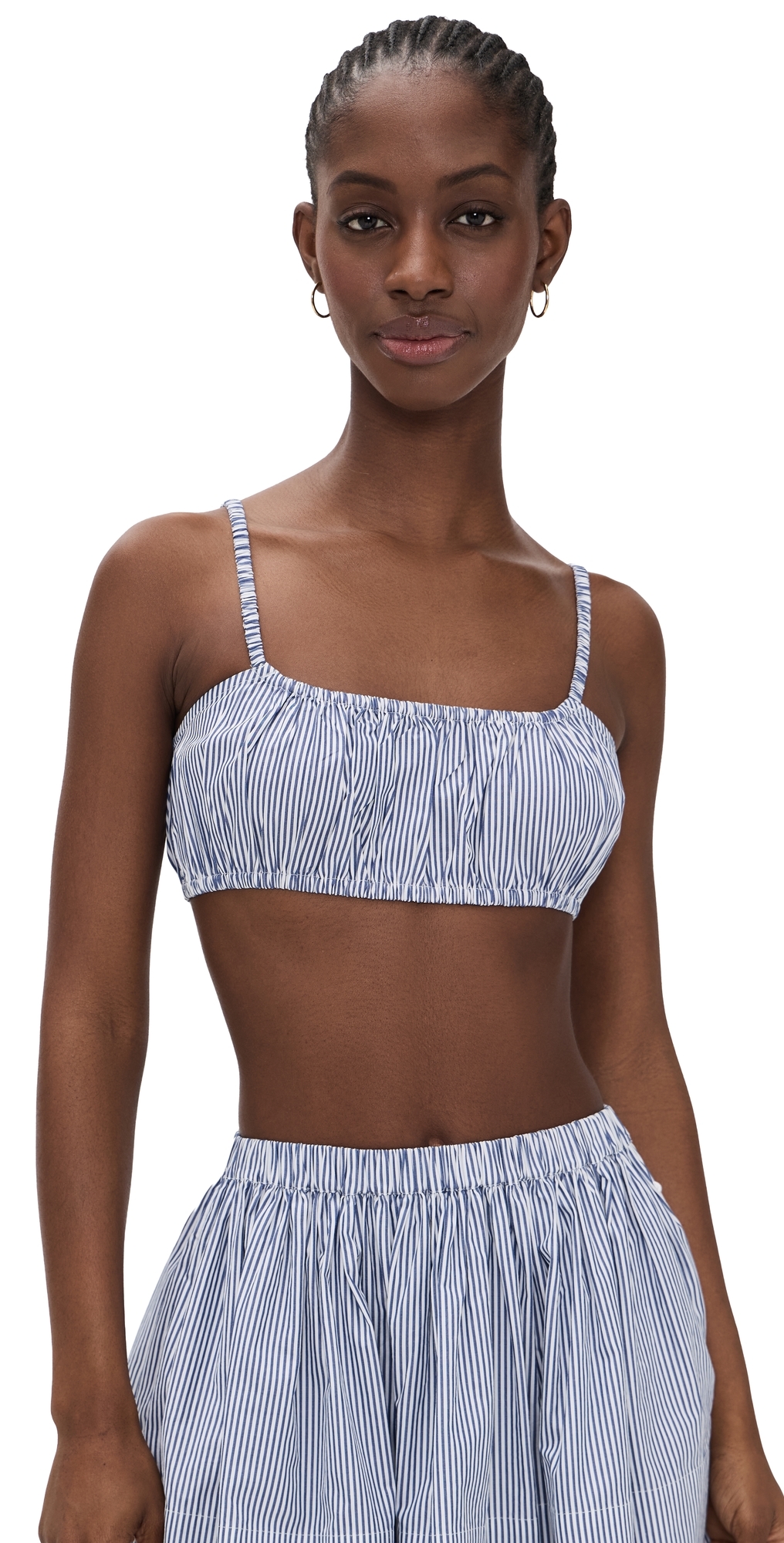 Bea Shirred Bra Top Navy Stripe