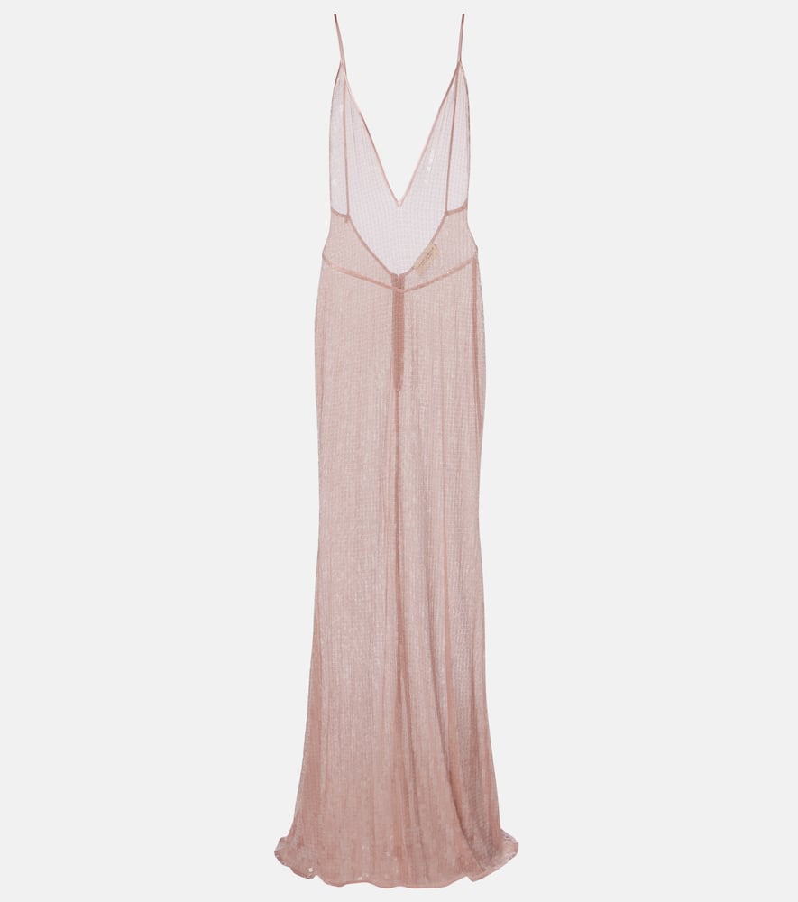 Claudie sequined sheer gown