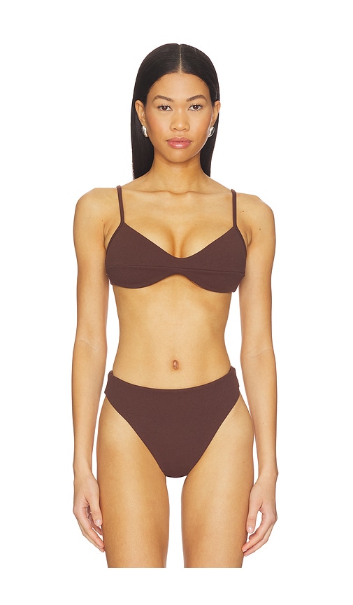 HAIGHT. Crepe Monica Top in Brown. - S also in XS, M