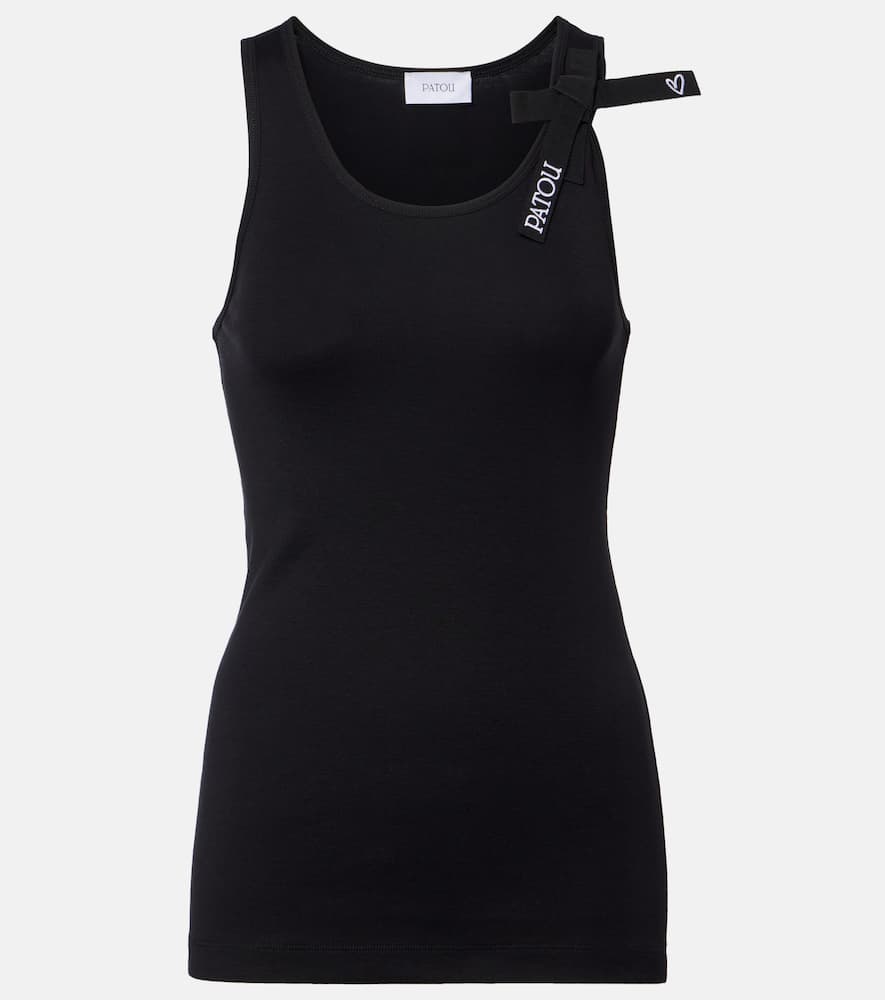 Logo bow-detail cotton tank top