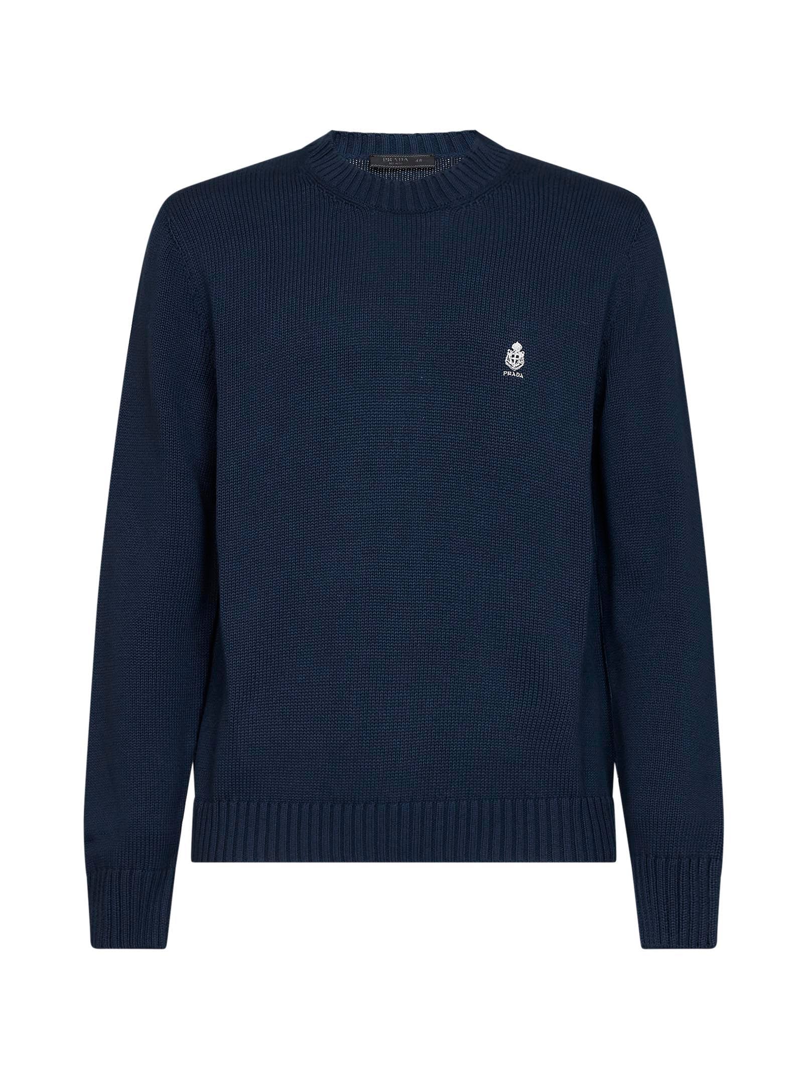 Logo-Embroidered Cotton Sweater — Navy