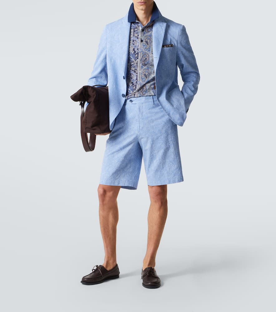 Woven cotton jersey blazer