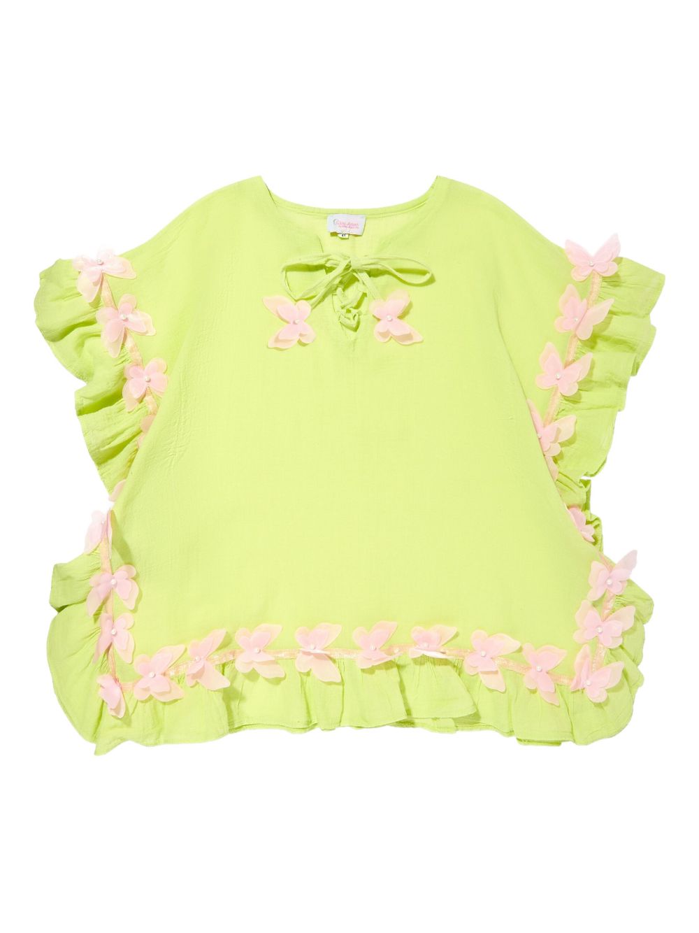 Butterfly-embellished ruffled casual dress - Green