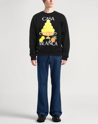 Casablanca Man Sweatshirt Black Size L Organic cotton, Elastane
