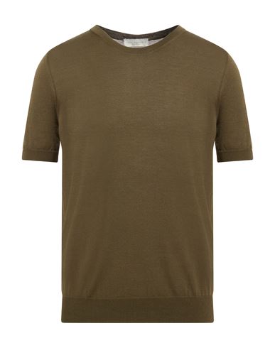 Man Sweater Military green Size 42 Cotton