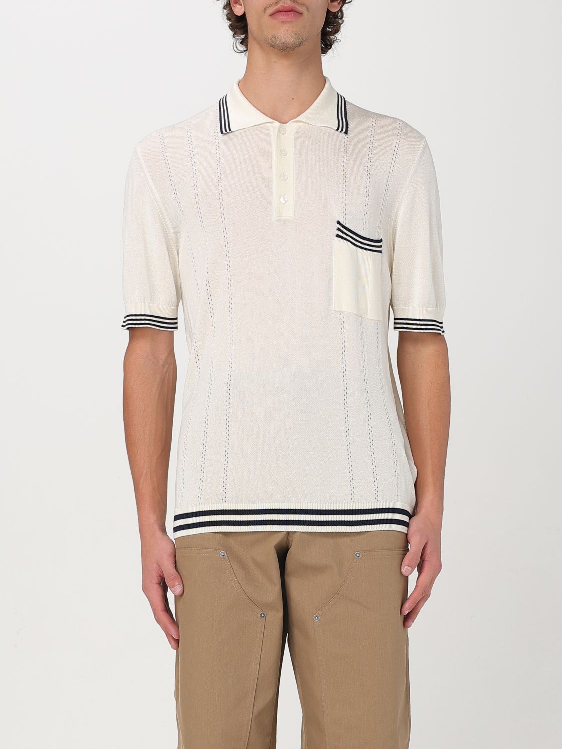 Knitted polo shirt - White
