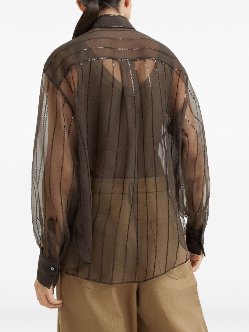 Sequin-embellished shirt - Brown