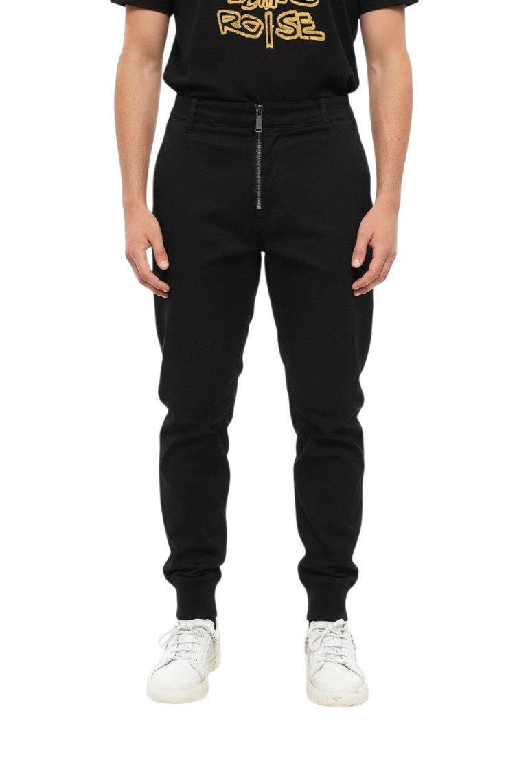 Black Solid Cargo Trousers