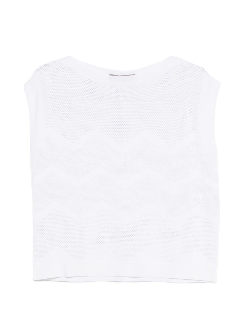 White Crew Neck Knitted Sweater