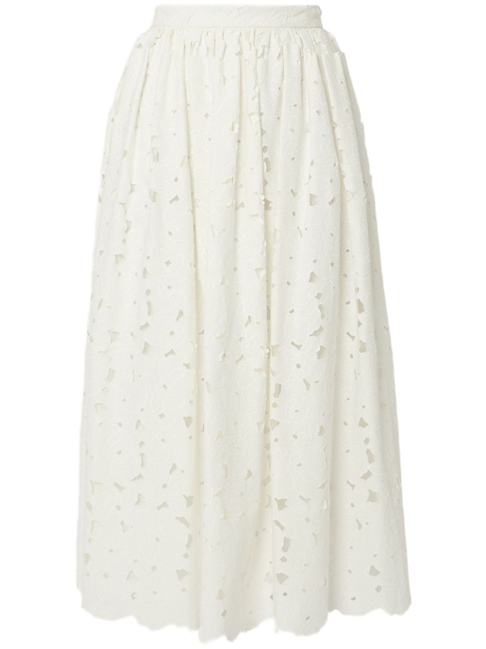 Gathered midi skirt - White