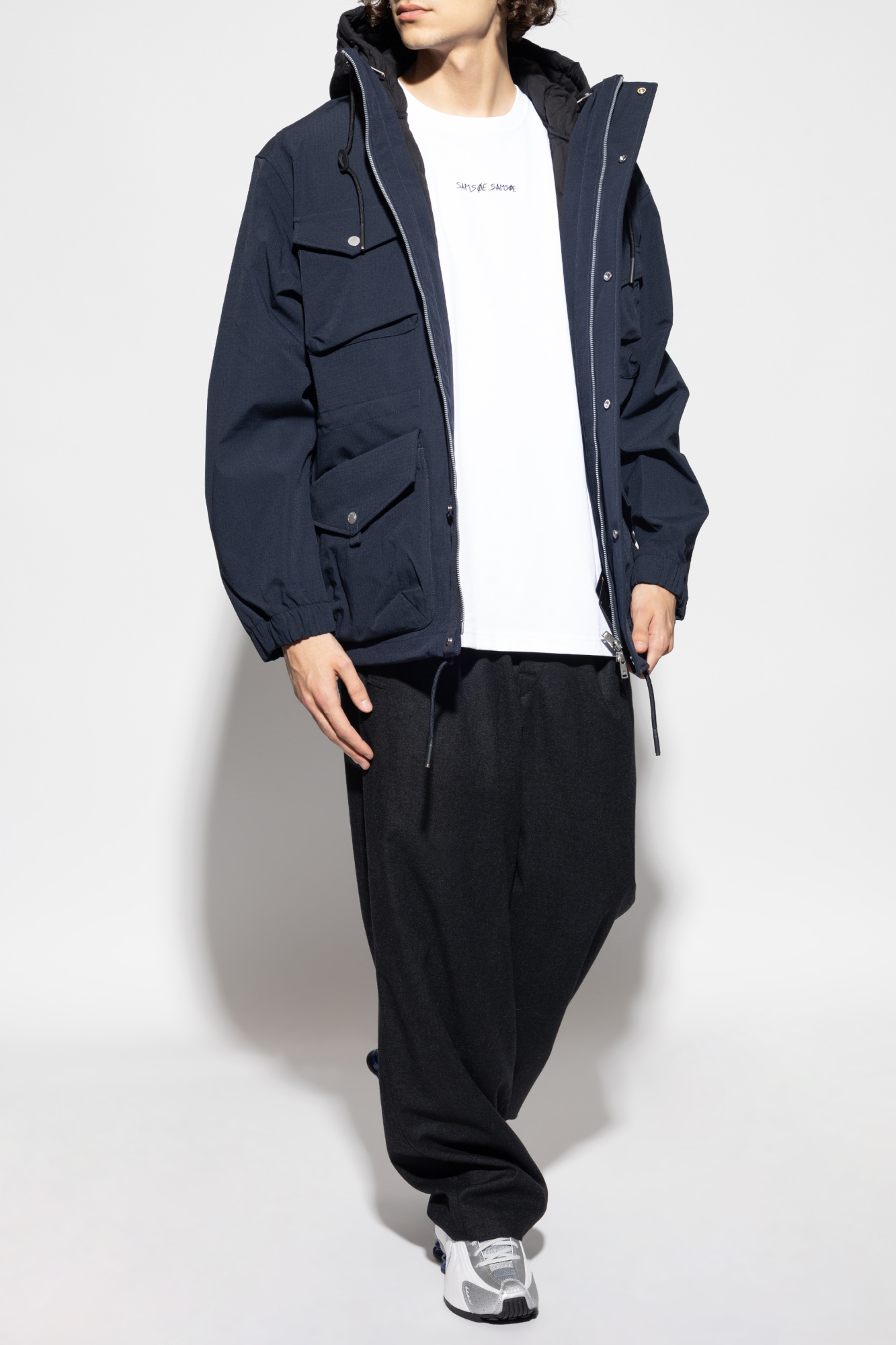 Hooded Jacket, Men's, Navy Blue