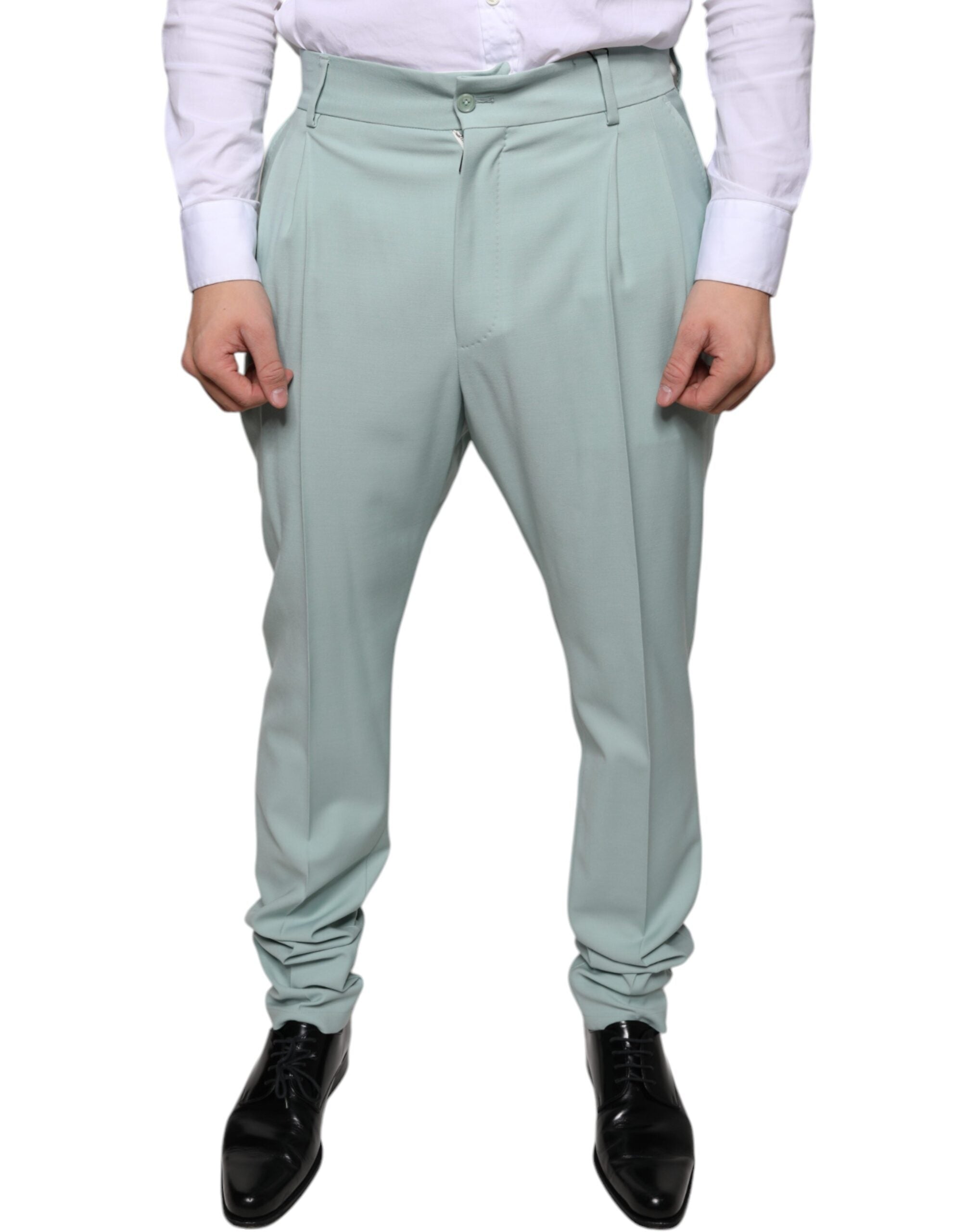 Cotton-Blend Dress Trousers — Green