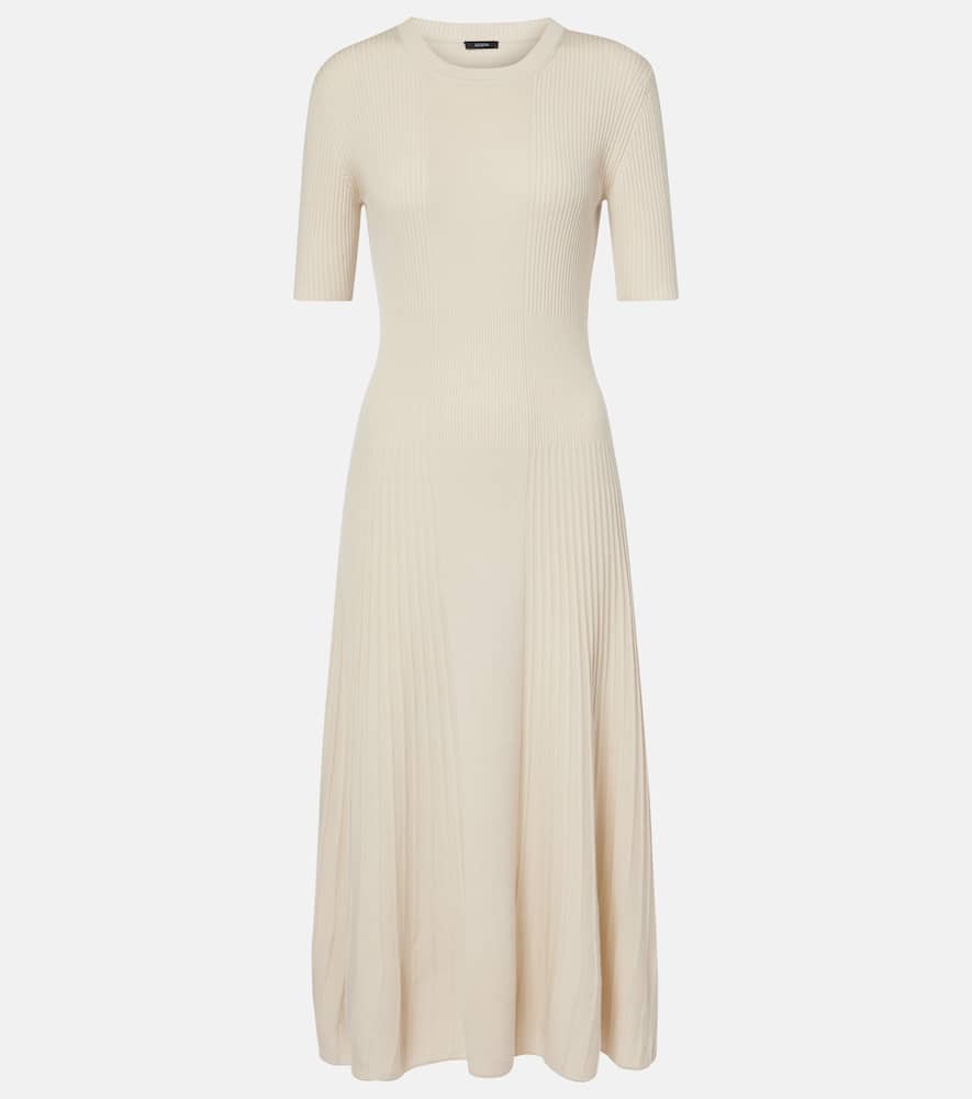 Ribbed-knit wool midi dress