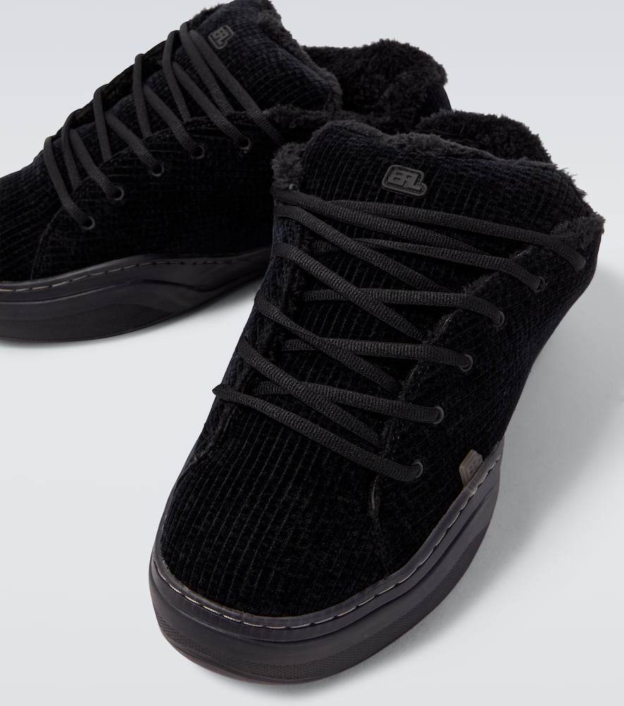 Vamp terry-lined corduroy sneakers