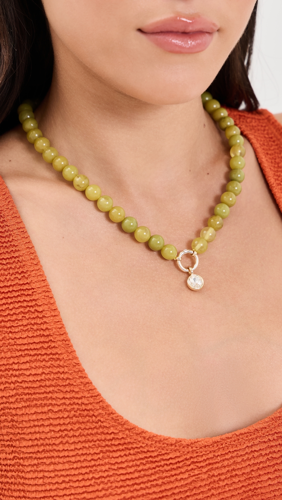 Janette Beaded Ring Necklace Green One Size